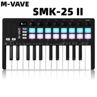 M-VAVE SMK-25 II Midi Pad Controller Tastatur USB Mini 25 Taste 16 RGB Drum Pads 8 Knöpfe mit Musik produktions software enthalten