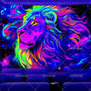 Schwarzlicht-Löwe-Wandteppich, Galaxie, Weltraum-Wandteppich, UV-reaktiv, leuchtet im Dunkeln, Schwarzlicht, Berg, Neon-Wandteppiche, Wanddekoration